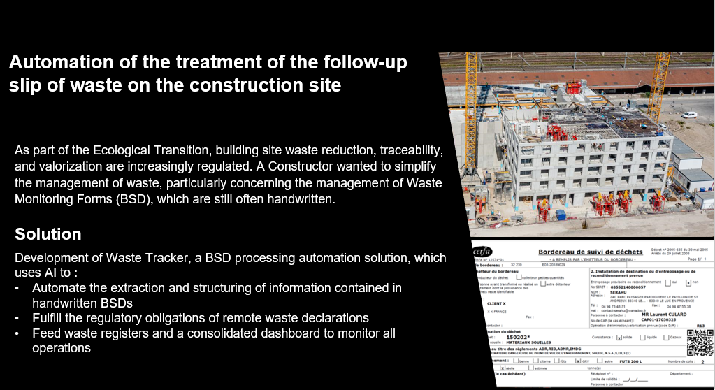 Automatisation du traitement du bordereau de suivi des déchets sur le chantier